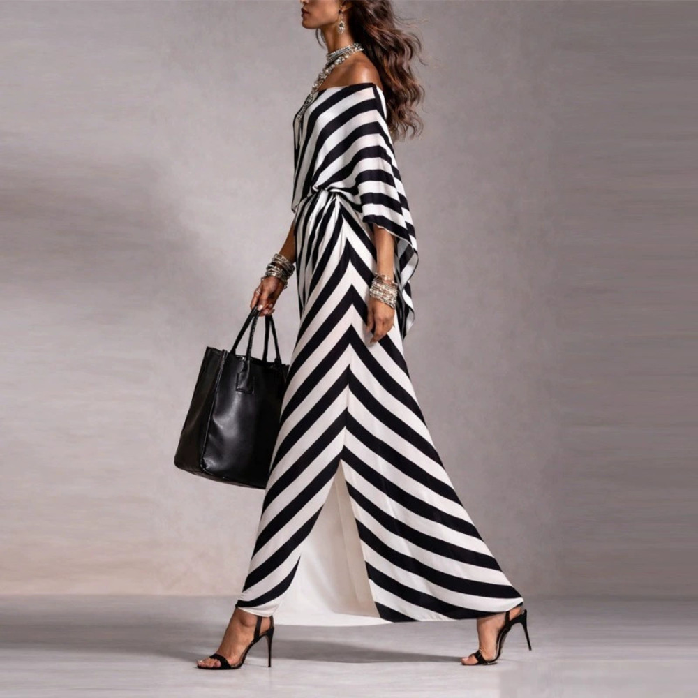 ZARA Women Loose Striped Off Shoulder Dress Spring Summer Fashion - Picture 2 of 6